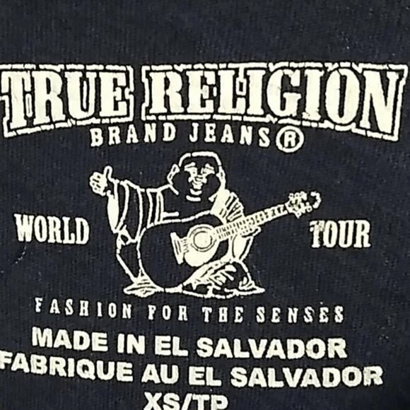 True Religion Navy Rhinestone Crewneck T-shirt - Picture 5 of 6